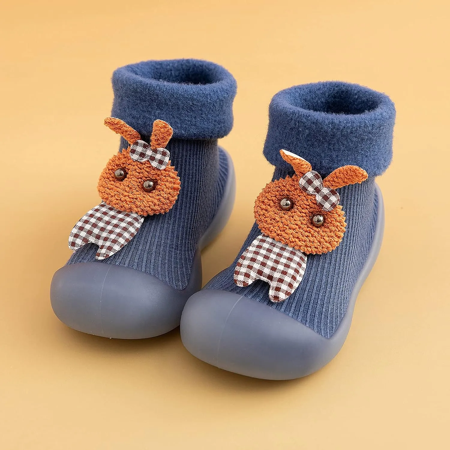 Baby Toddler Sock Shoes Kids Soft Rubber Sole Shoes Breathable Cotton First Walking Shoes Anti-Slip Floor Slippers