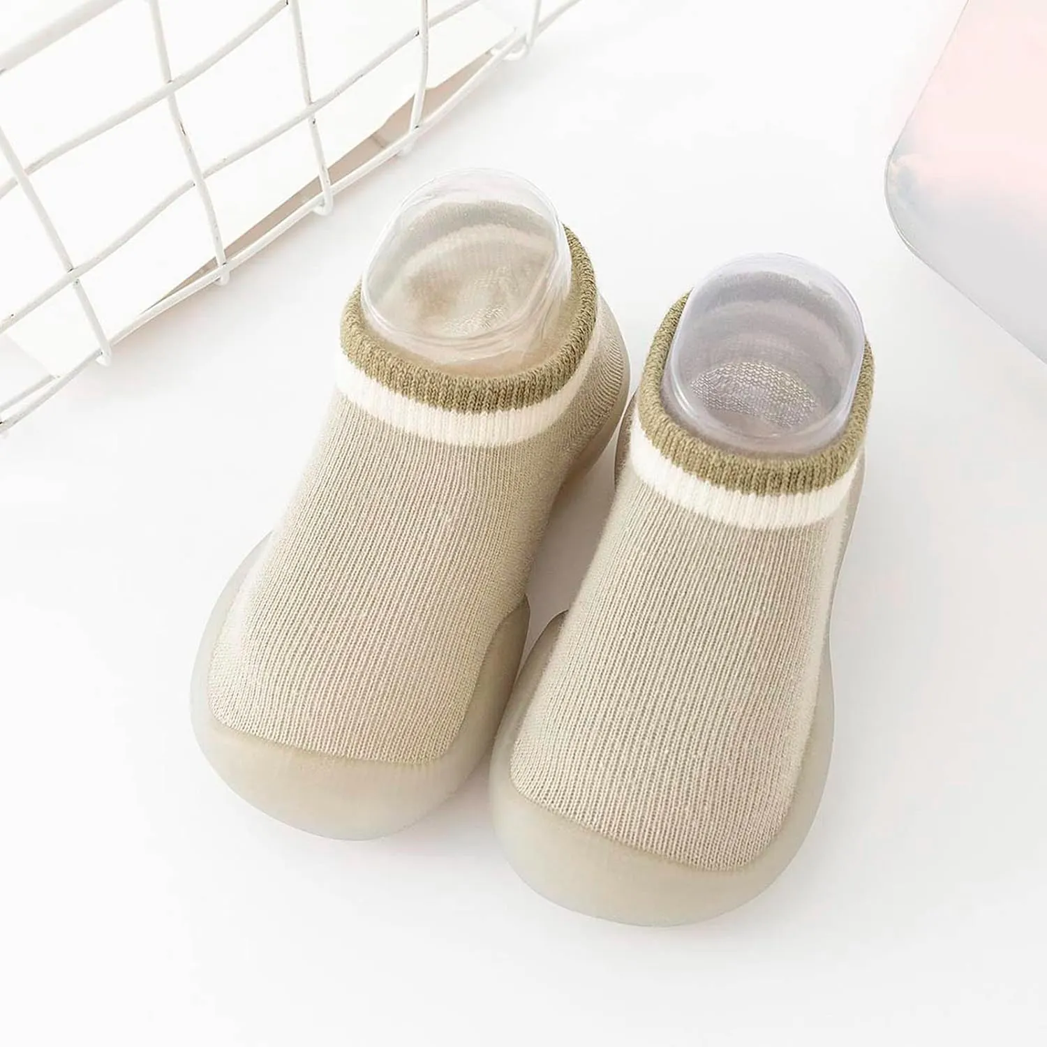 Baby Toddler Sock Shoes Training Shoes Non-Skid Floor Slipper with Rubber Sole Slip on Sneakers Protect Toes Shoes