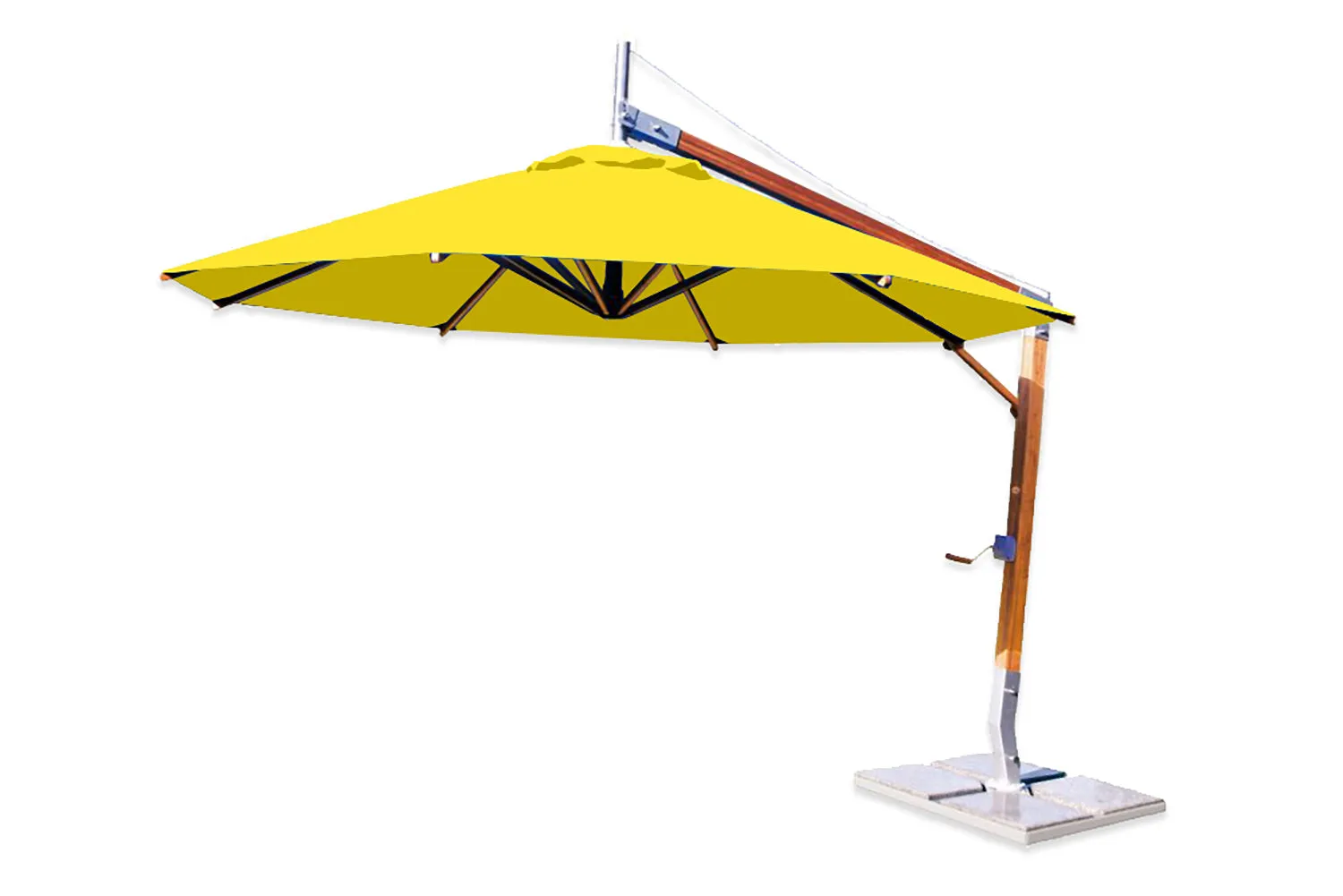 Bambrella 10' Round Sirocco Side Wind Bamboo Manual Lift Cantilever Umbrella