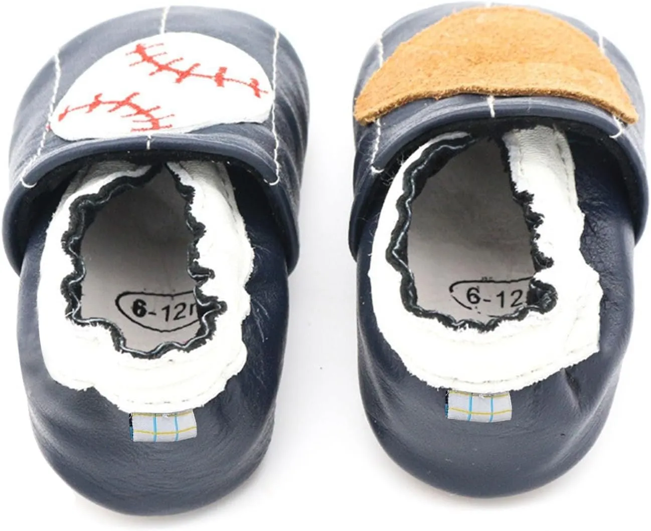 Baseball Baby Soft Sole Leather occasins Anti-Slip Infant Toddler First Walking Slippers Elastic Slip-on Shoes