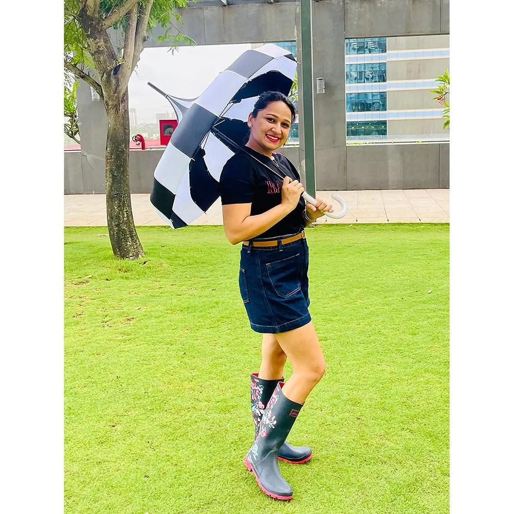 Black & white Pagoda Style Umbrella for Teens and Adults