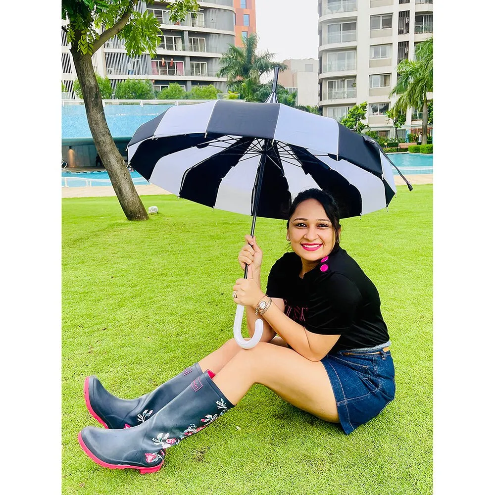 Black & white Pagoda Style Umbrella for Teens and Adults