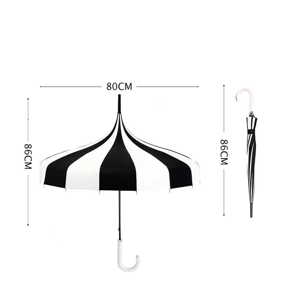 Black & white Pagoda Style Umbrella for Teens and Adults