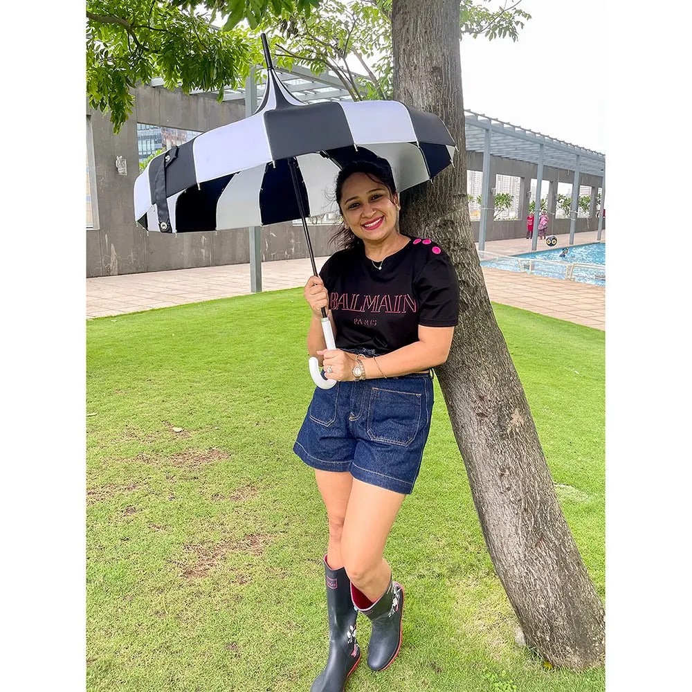 Black & white Pagoda Style Umbrella for Teens and Adults