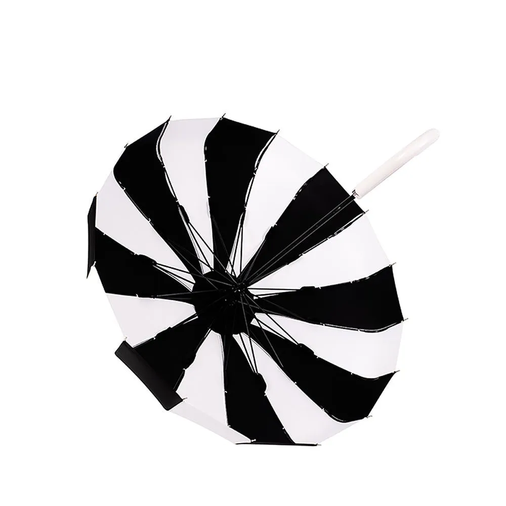 Black & white Pagoda Style Umbrella for Teens and Adults