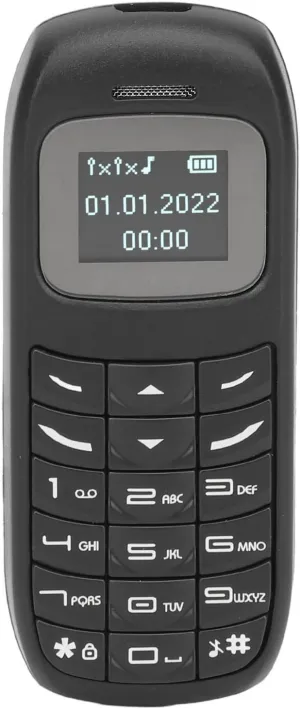 BM70 Mini Smartphone, 2G Unlocked Small Mobile Phone with 0.66 Inch Screen Dual SIM Card Dual Standby, Bluetooth Music Player, Backup Phone Low Radiation (Black)