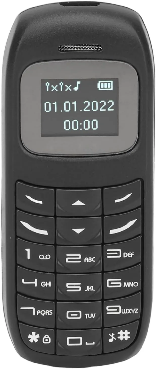 BM70 Mini Smartphone, 2G Unlocked Small Mobile Phone with 0.66 Inch Screen Dual SIM Card Dual Standby, Bluetooth Music Player, Backup Phone Low Radiation (Black)