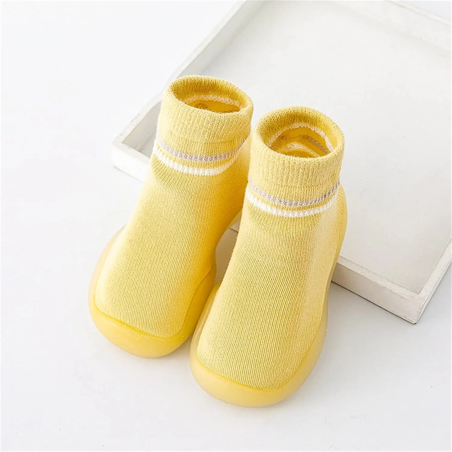 Boys Girls First Walking Shoes Rubber Sole Non-Skid Sneakers Indoor House First Walker Toddler Shoes