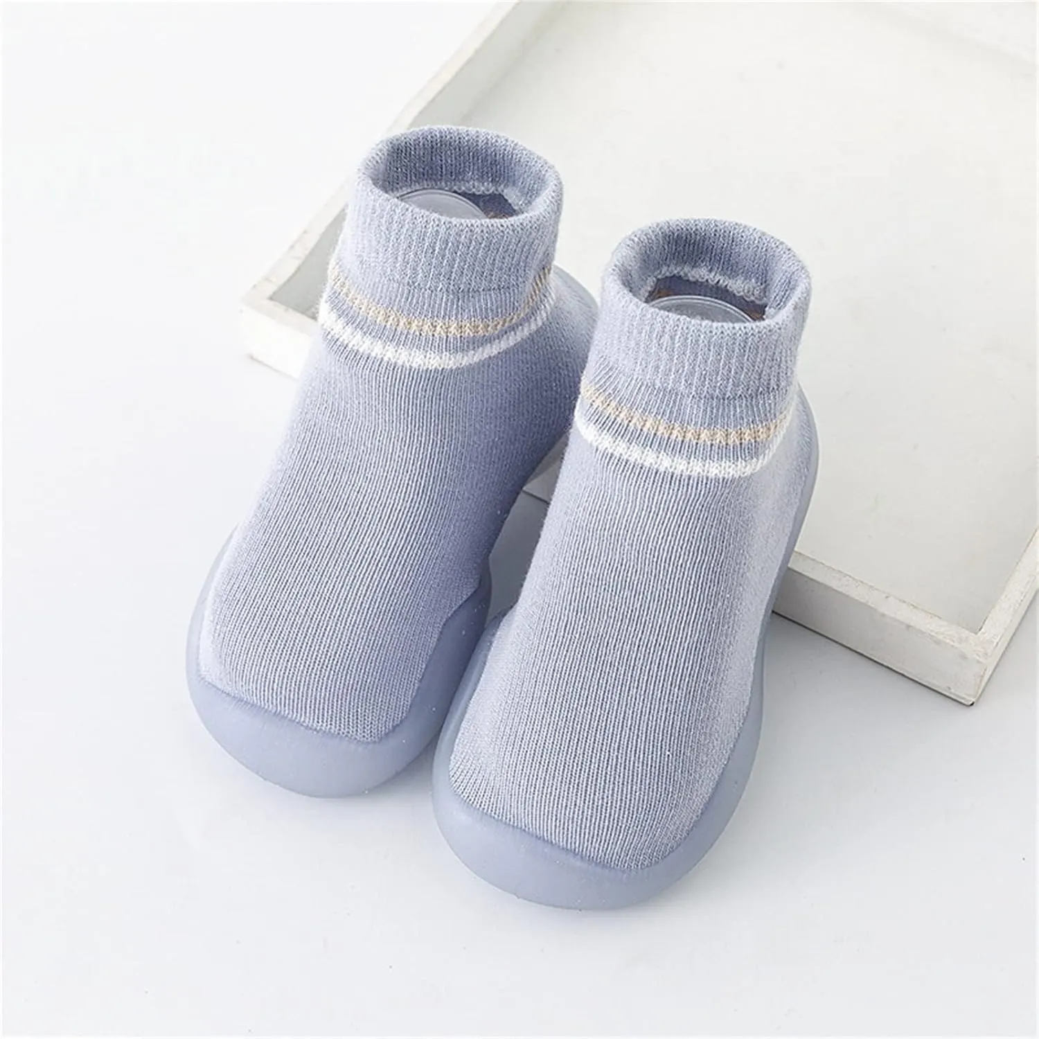 Boys Girls First Walking Shoes Rubber Sole Non-Skid Sneakers Indoor House First Walker Toddler Shoes