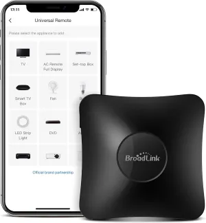 BroadLink IR/RF Smart Home Hub-WiFi IR/RF Blaster for Home Automation, TV, Curtain, Shades Remote, Smart AC Controller, Works with Alexa, Google Assistant, IFTTT (RM4 pro)