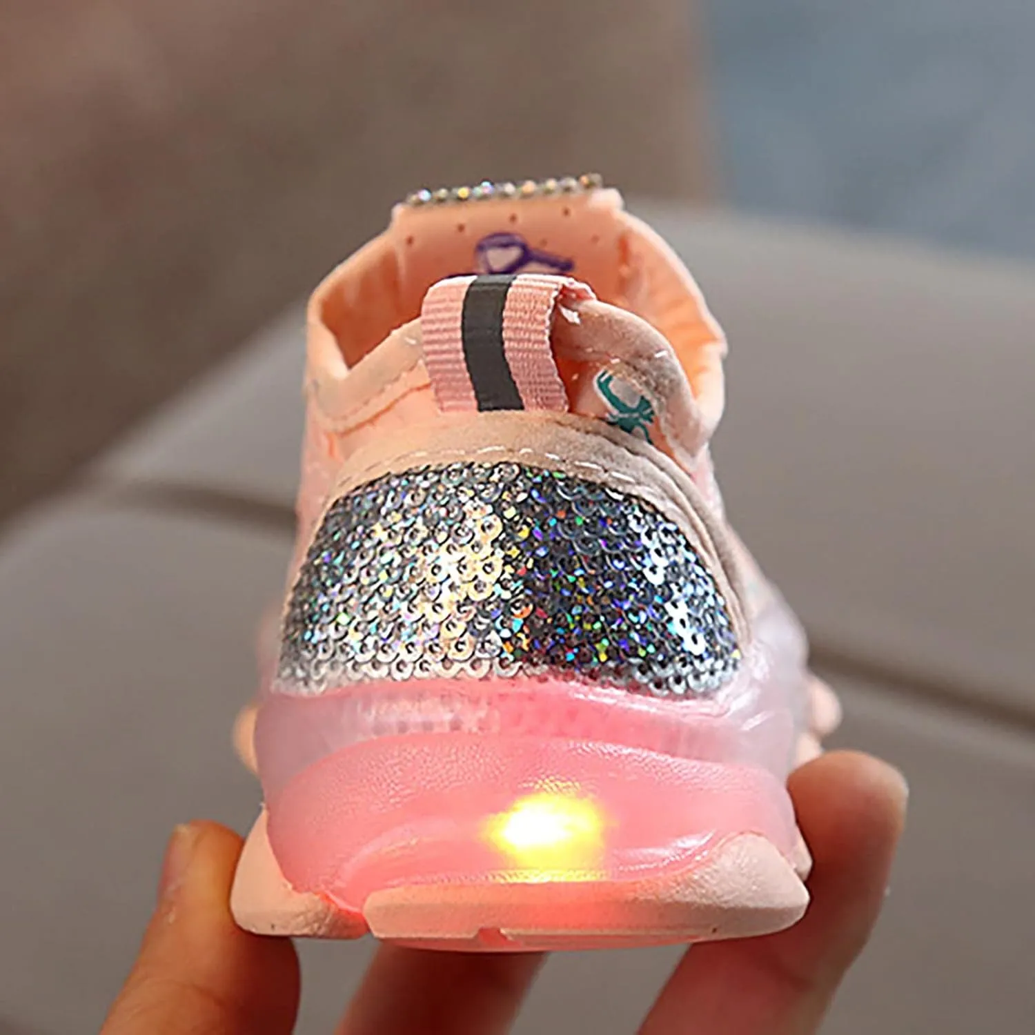 Children Boys Girls Sneakers Butterfly Print LED Light Shoes Daddy Shoes Lacing Breathable Soft Sole Shoes