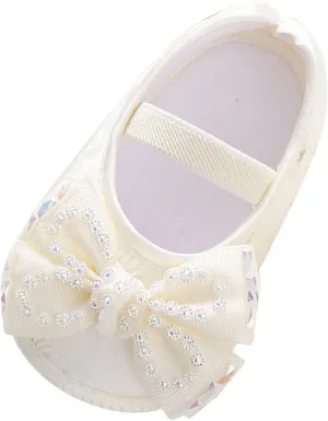 Children First Walking Sneakers Baby Shoes Fashion Soft Sole Toddler Shoes Pearl Dress Flower Princess Shoes