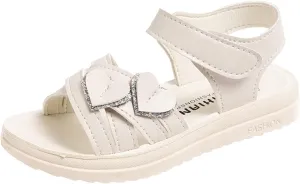 Children Shoes Fashion Love Decorative Thick Sole Sandals Soft Sole Comfortable Princess Sandals Kids Slides (White, 3.5-4 Years Toddler)