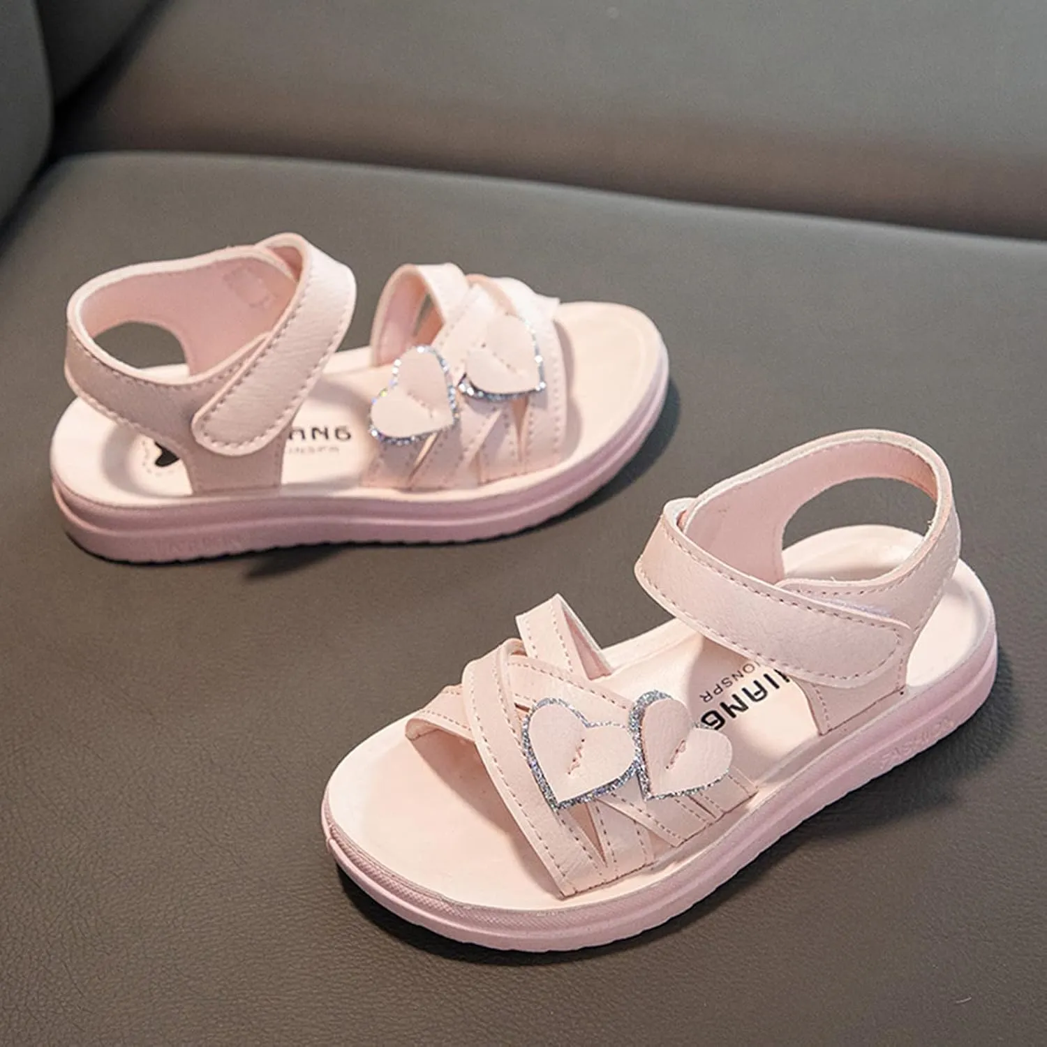 Children Shoes Fashion Love Decorative Thick Sole Sandals Soft Sole Comfortable Princess Sandals Toddler Size 6