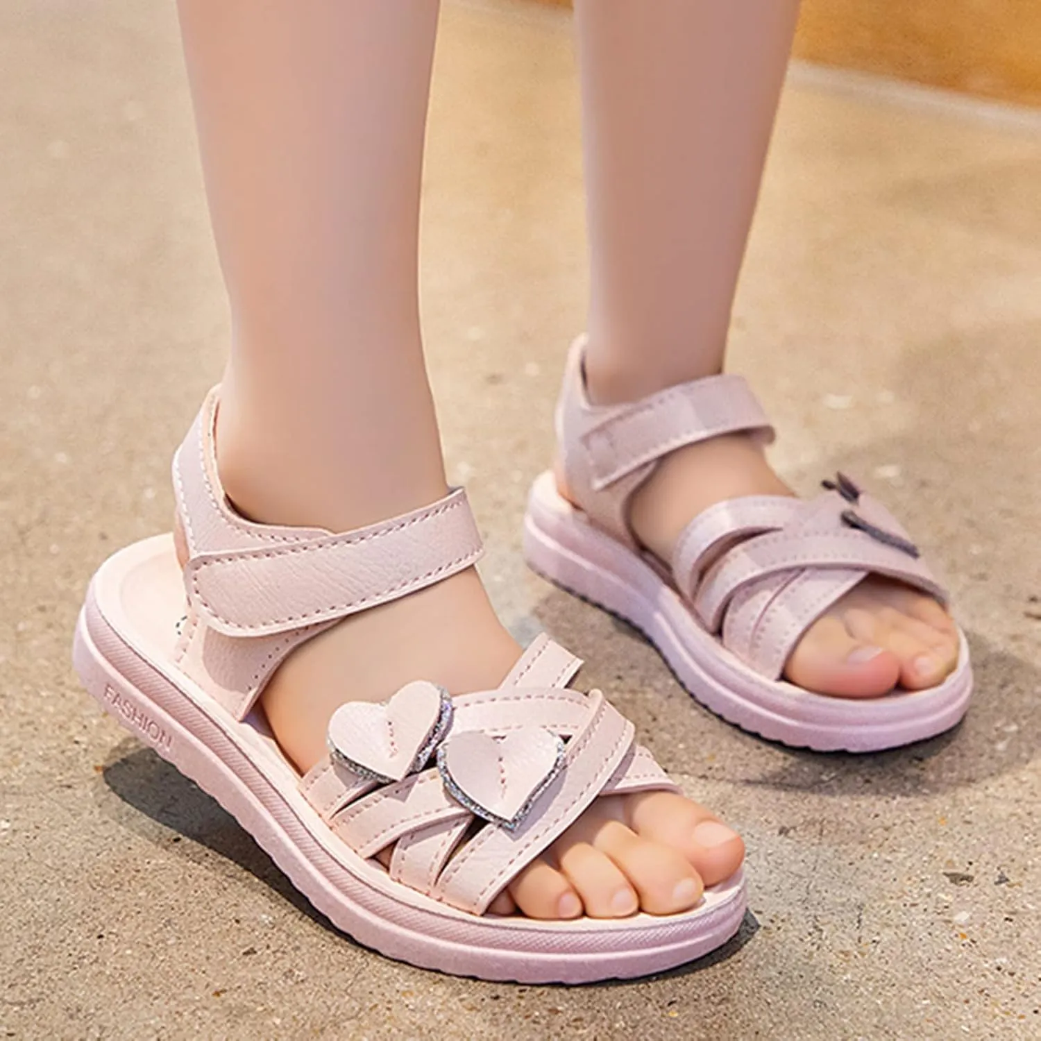 Children Shoes Fashion Love Decorative Thick Sole Sandals Soft Sole Comfortable Princess Sandals Toddler Size 6