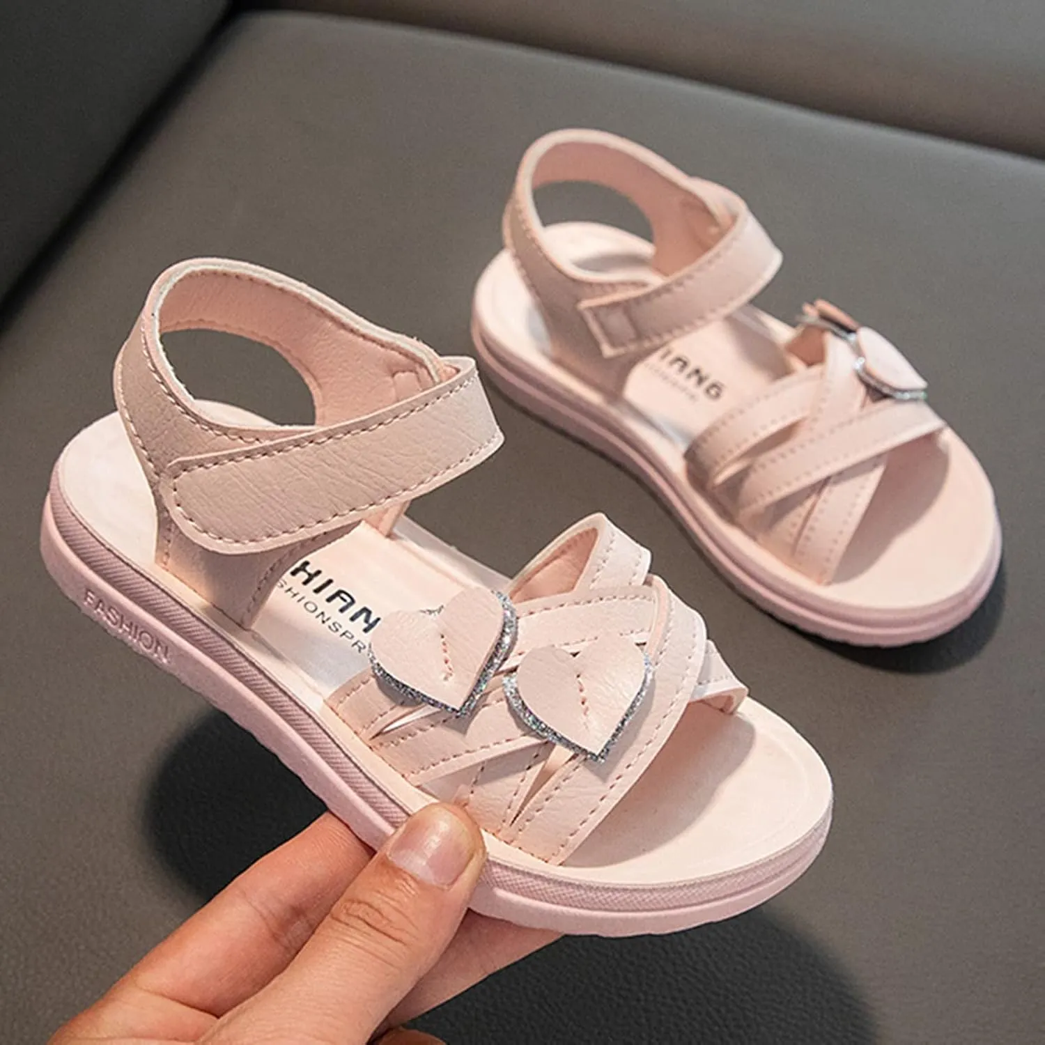 Children Shoes Fashion Love Decorative Thick Sole Sandals Soft Sole Comfortable Princess Sandals Toddler Size 6