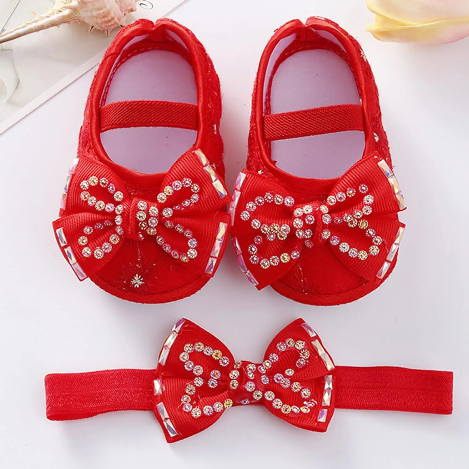 Children Solid Color Sneakers Baby Shoes Fashion Soft Sole Shoes Pearl Dress Flower Princess Shoes Toddler Shoes