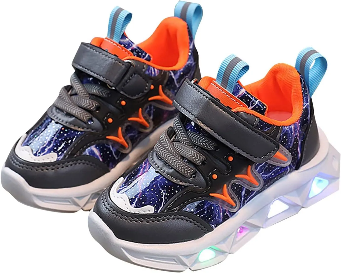 Children's Sneakers LED Charged Breathable Soft Sole Strap Collision Color for 1 to 6 Years Girls Shoes Youth Size 3