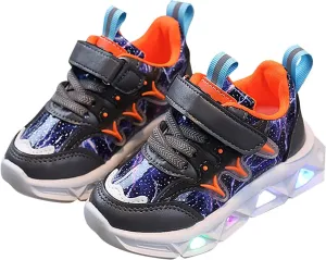 Children's Sneakers LED Charged Breathable Soft Sole Strap Collision Color for 1 to 6 Years Girls Shoes Youth Size 3