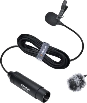 COMICA XLR Pin Microphone CVM-V02C XLR Clip Microphone Unidirectional Lavalier Microphone 48V Phantom Power Video Microphone for Canon/Sony/Panasonic Camcorder Microphone Zoom H4n H5 H6 Tascam DR-40