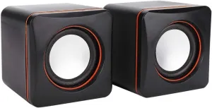 Computer Speakers, Small Wired PC Gaming Speakers Stereo Loudspeaker, Mini USB Powered Dual Stereo Speaker System, 3.5 mm AUX-in Portable Speaker for Computer, PC Laptop, Desktop, Black
