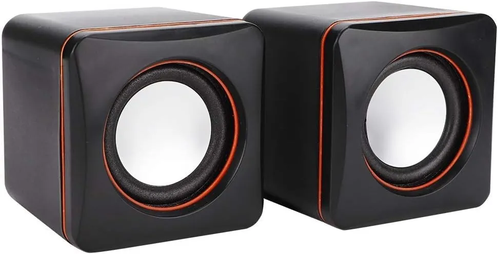 Computer Speakers, Small Wired PC Gaming Speakers Stereo Loudspeaker, Mini USB Powered Dual Stereo Speaker System, 3.5 mm AUX-in Portable Speaker for Computer, PC Laptop, Desktop, Black