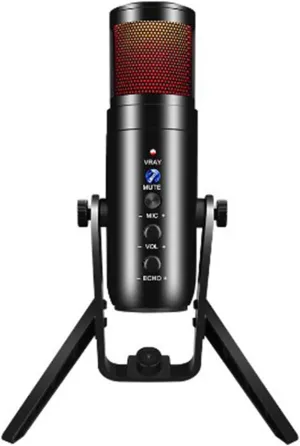 Condenser Microphone, Professional PC Gaming Microphone with Colorful Light Effect, Shock Absorbing Stand, USB Microphone for Streaming Podcasting Studio