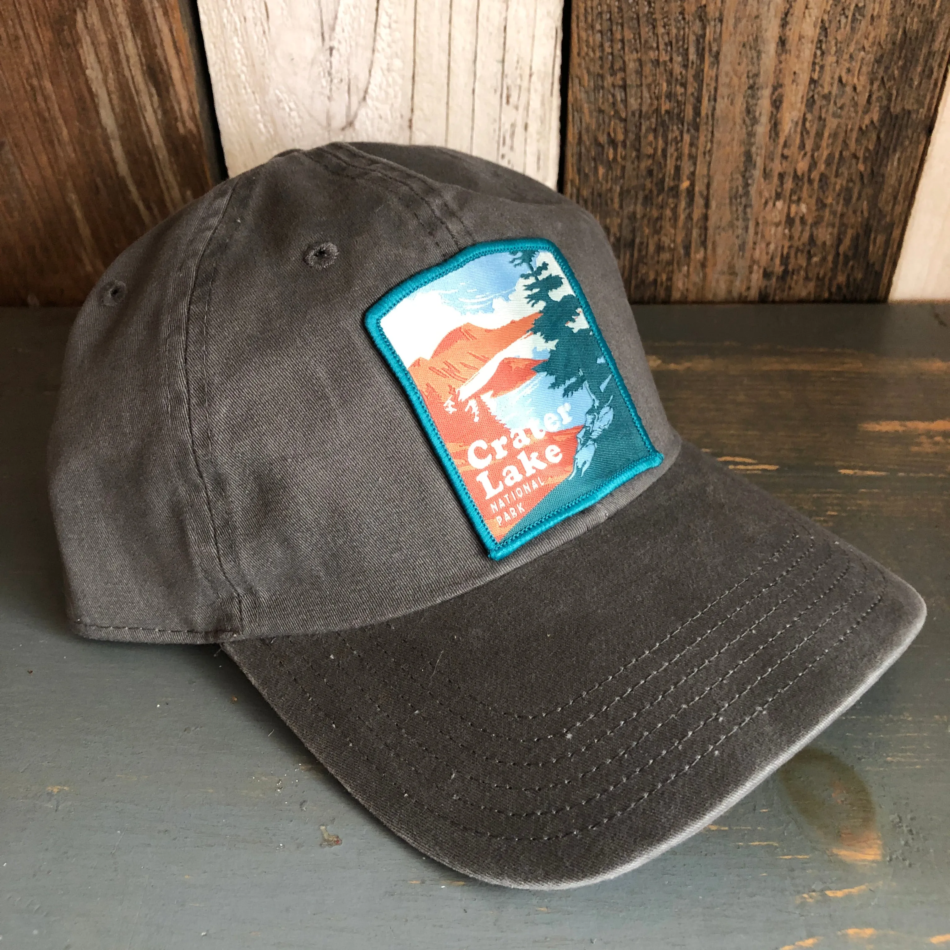 Crater Lake National Park 6 Panel Low Profile Style Dad Hat - Charcoal Gray