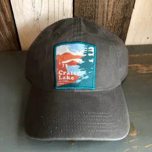 Crater Lake National Park 6 Panel Low Profile Style Dad Hat - Charcoal Gray