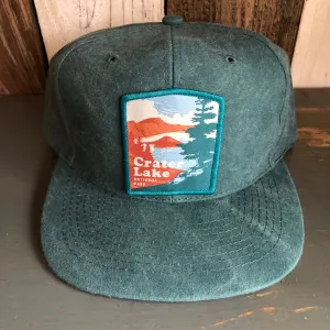 Crater Lake National Park - 6 Panel Mid Profile Baseball Cap - Dark Green