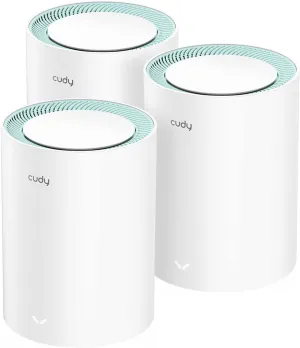 Cudy M1300 3-Pack AC1200 Gigabit Whole Mesh WiFi System, Dual Band, WiFi Extender, High Gain Antennas, VPN, Cloudflare, Connect Up to 100 Devices