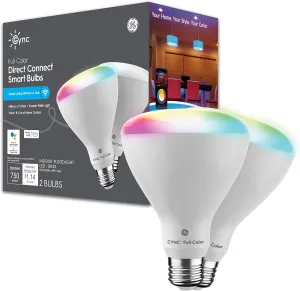 Cync GE BR30 LED Smart Light Bulbs, Indoor Floodlight Bulb, Color Changing Light Bulb, WiFi Lights, Works with Amazon Alexa and Google Assistant, 9.5 Watts (2 Pack)
