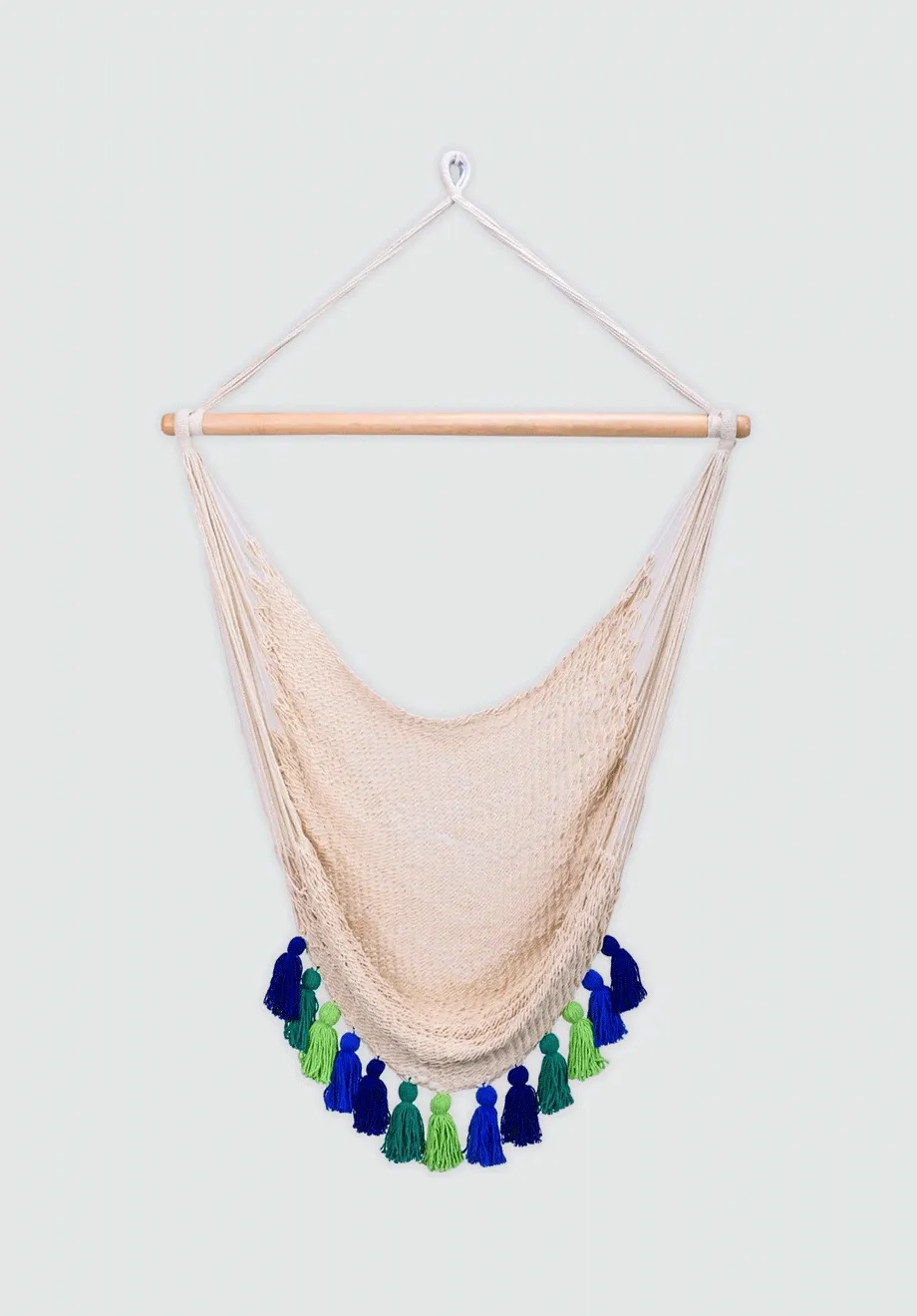 Deluxe Natural Cotton Hammock Swing with Rainforest Inspired Tassels