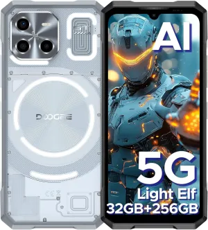 DOOGEE Blade GT (2025) 5G AI Rugged Phone with Dynamic LED Light Effect, 32GB RAM   256GB ROM Android Rugged Cell Smartphone, 6.72" FHD  120Hz Display, 48MP Camera, 10.5mm Ultra-Thin Design-Sliver
