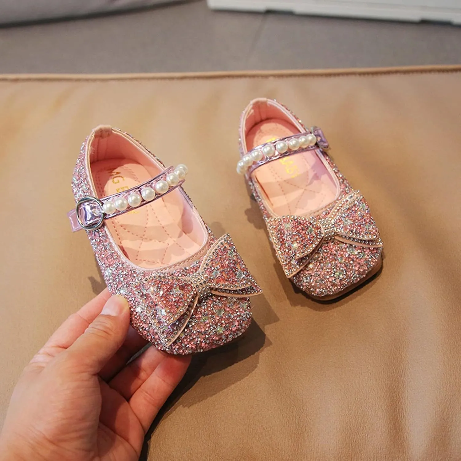 Dress Shoes for Girls,1-11 Years Fashion Girls Casual Shoes Rhinestone Sequin Bow Buckle Dance Shoes Toddler Shoes