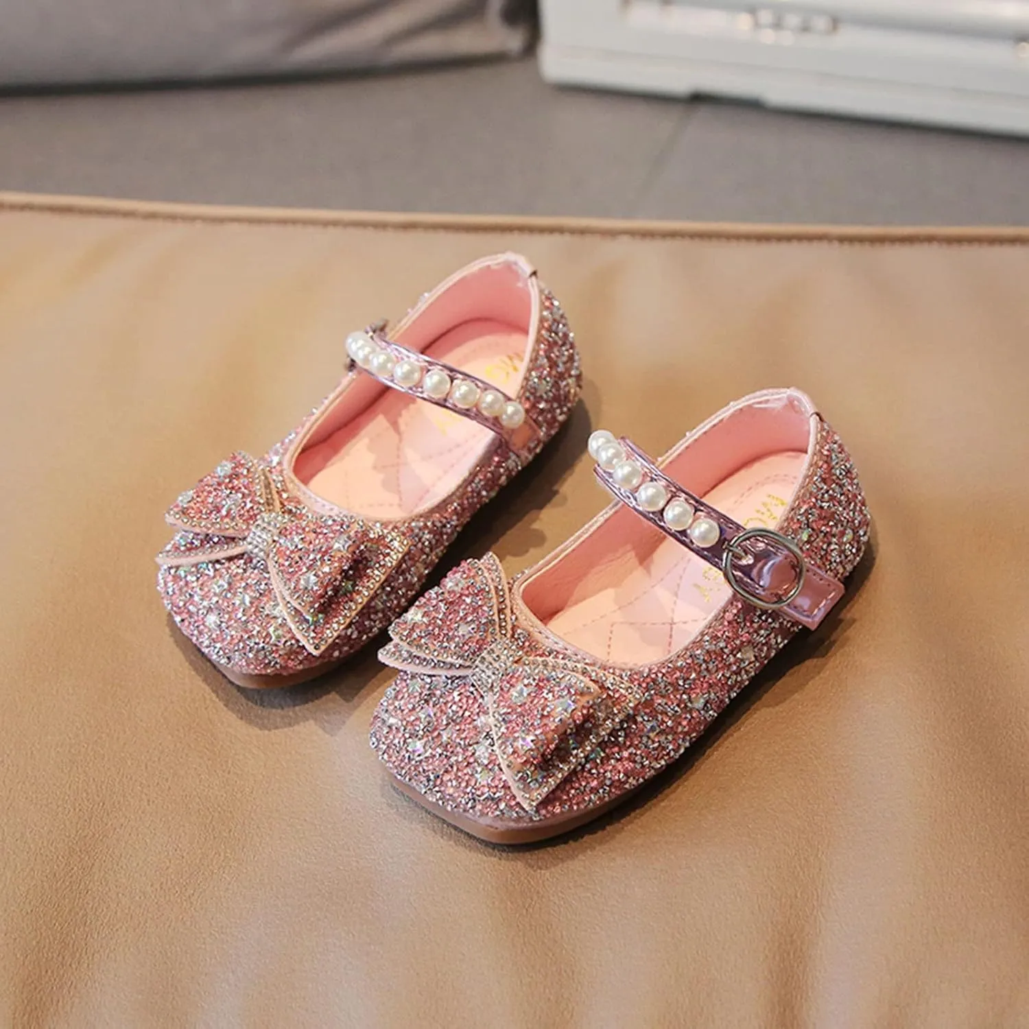 Dress Shoes for Girls,1-11 Years Fashion Girls Casual Shoes Rhinestone Sequin Bow Buckle Dance Shoes Toddler Shoes