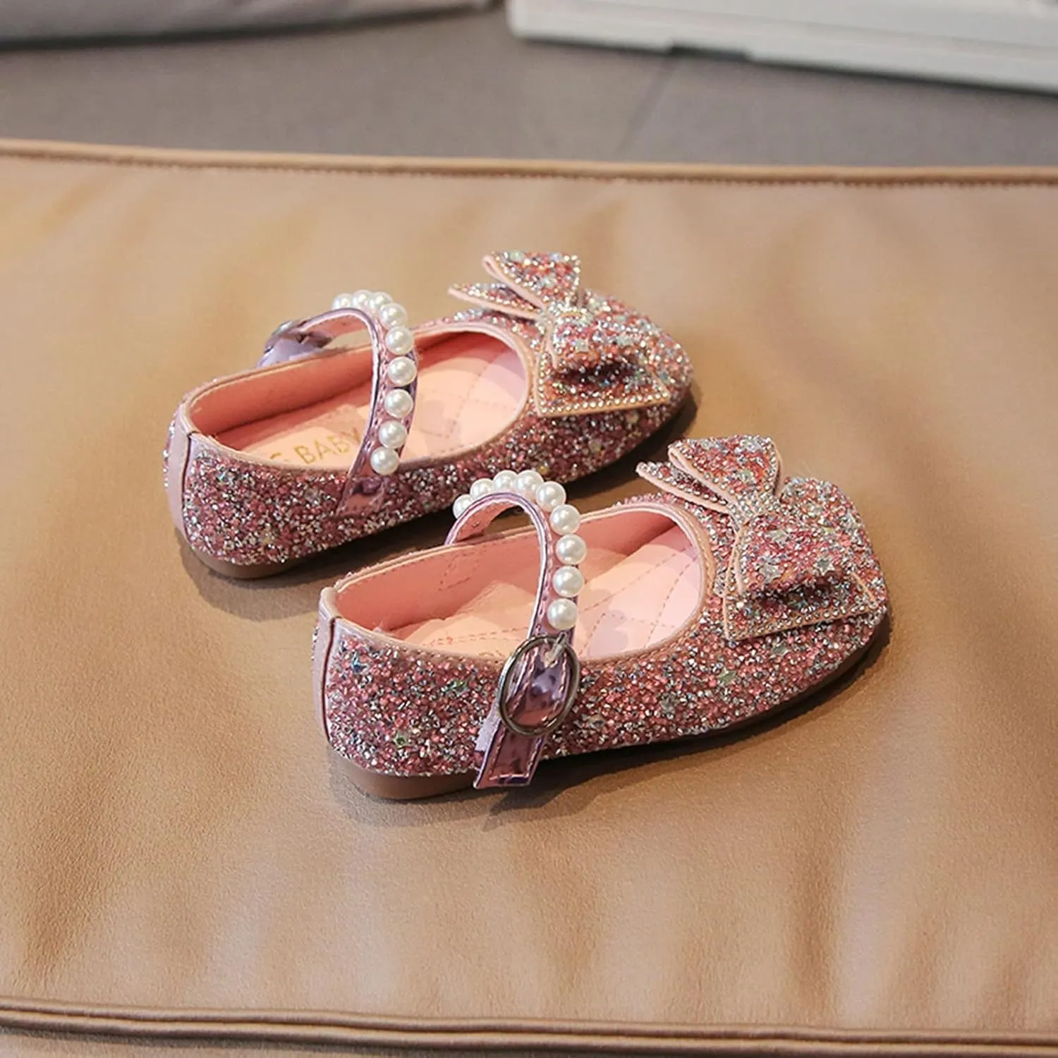 Dress Shoes for Girls,1-11 Years Fashion Girls Casual Shoes Rhinestone Sequin Bow Buckle Dance Shoes Toddler Shoes