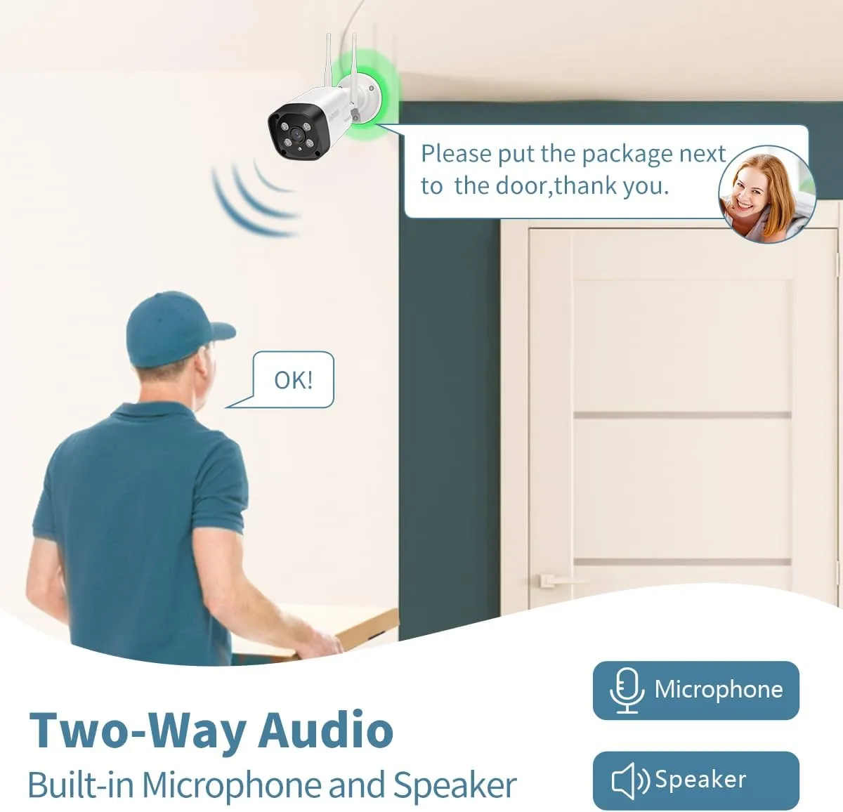 Dual Antennas & 130Wide Angle LensWireless Security Camera System Outdoor, WiFi Cameras for Home Video Surveillance Systems