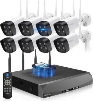 Dual Antennas & 130Wide Angle LensWireless Security Camera System Outdoor, WiFi Cameras for Home Video Surveillance Systems