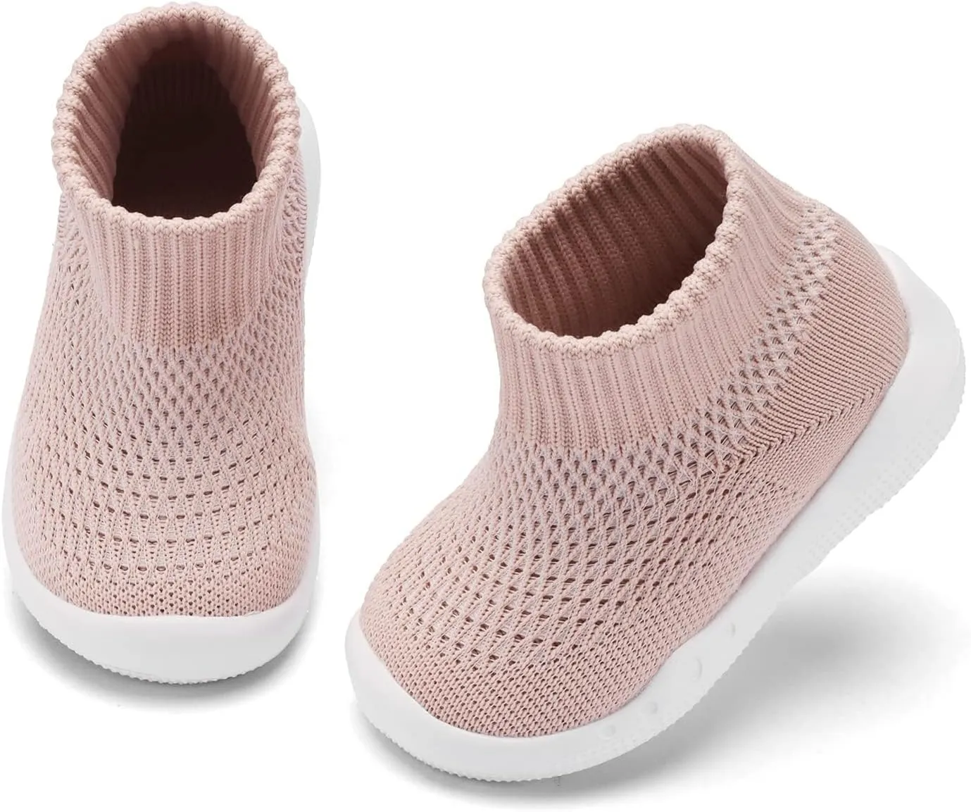 Engtoy Baby Shoes Sock Shoes Baby Walking Shoes Infant Non-Slip Breathable Slippers with Soft Rubber Sole Baby Boys Girls Slip On Sneakers Skin Pink