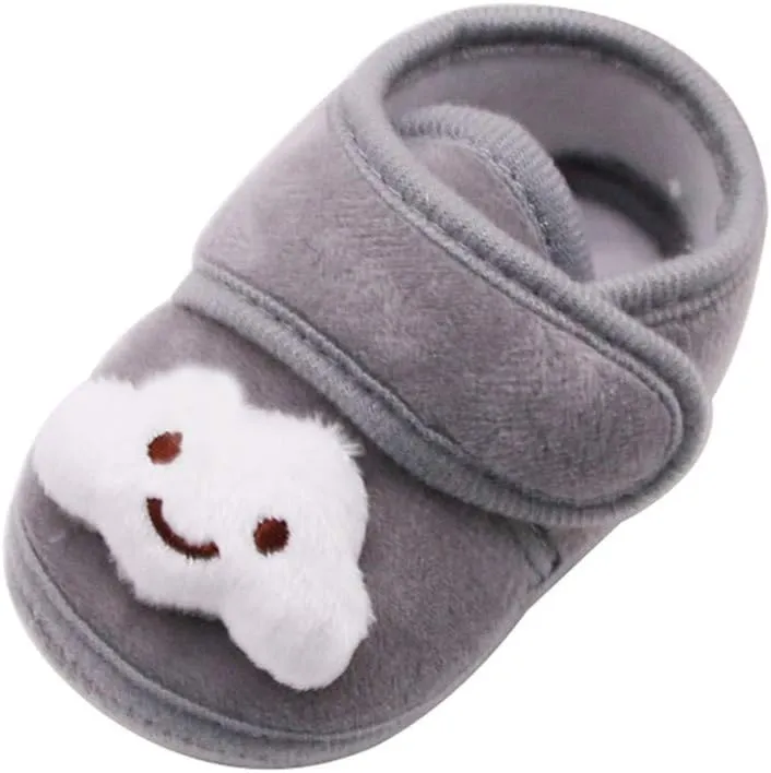 EnJoCho Baby Shoes,Infant Newborn Baby Girls Plush Stars Cloud Winter Boots Soft Sole Warm Shoes 0-18 Months (Gray-06#, 12-18M)