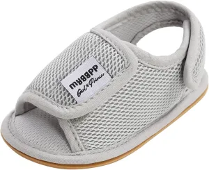 EnJoCho Baby Sport Shoes Baby Girls Rubber Mesh Non-Slip Boys Sandals Flat Shoes Shoes Soft Sole Walking Baby Shoes (Grey, 12-12M)