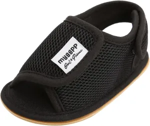 EnJoCho Cute Baby Girls Rubber Mesh Non-Slip Boys Sandals Flat Shoes Shoes Soft Sole Walking Baby Lightwight Shoes (Black, 13-18M)