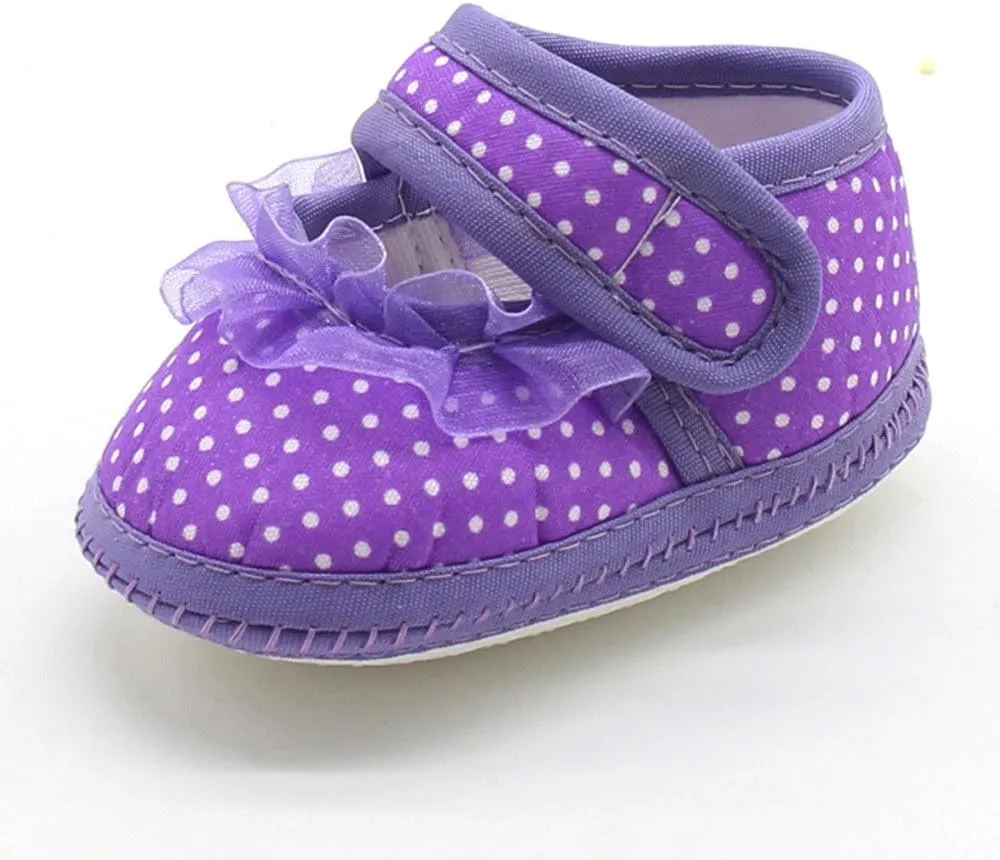 EnJoCho Infant Soft Sole Non-Slip First Walker Shoes Newborn Crib Shoes Baby Boys Girls Walking Shoes 0-18Months (Purple-03#D, 3-6 Months)