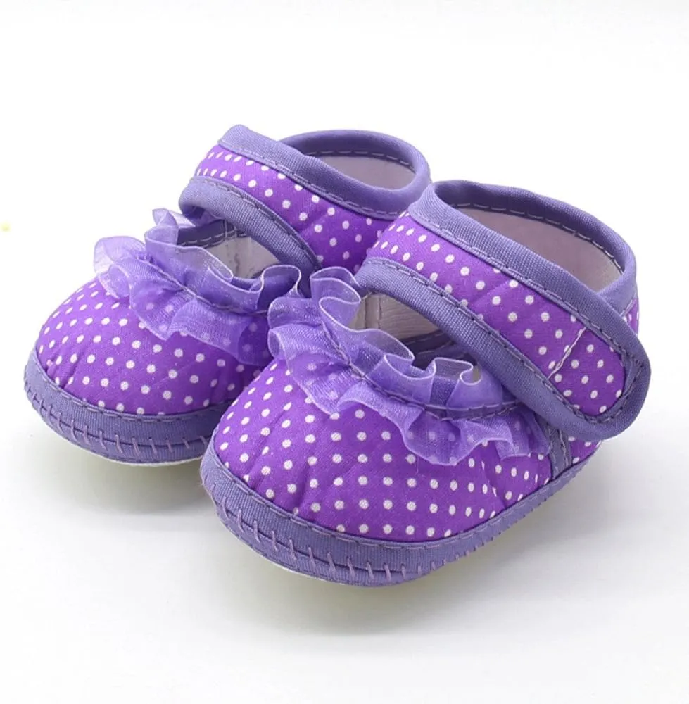 EnJoCho Infant Soft Sole Non-Slip First Walker Shoes Newborn Crib Shoes Baby Boys Girls Walking Shoes 0-18Months (Purple-03#D, 3-6 Months)