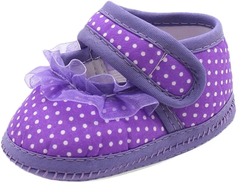 EnJoCho Infant Soft Sole Non-Slip First Walker Shoes Newborn Crib Shoes Baby Boys Girls Walking Shoes 0-18Months (Purple-03#D, 3-6 Months)