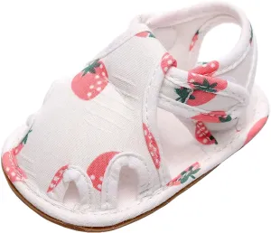 EnJoCho Infant Toddler Shoes Soft Sole Non Slip Toddler Floor Shoes Fruit Strawberry Print Sandals Toddler Walking Shoes (Pink, 9Months)