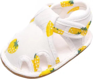 EnJoCho Infant Toddler Shoes Soft Sole Non Slip Toddler Floor Shoes Fruit Strawberry Print Sandals Toddler Walking Shoes (Yellow, 6Months)