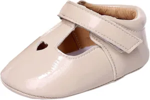 EnJoCho Infant Toddler Shoes Soft Sole Non Slip Toddler Floor Shoes Love Breathable Sandals Toddler Princess Shoes (Beige, 15Months)