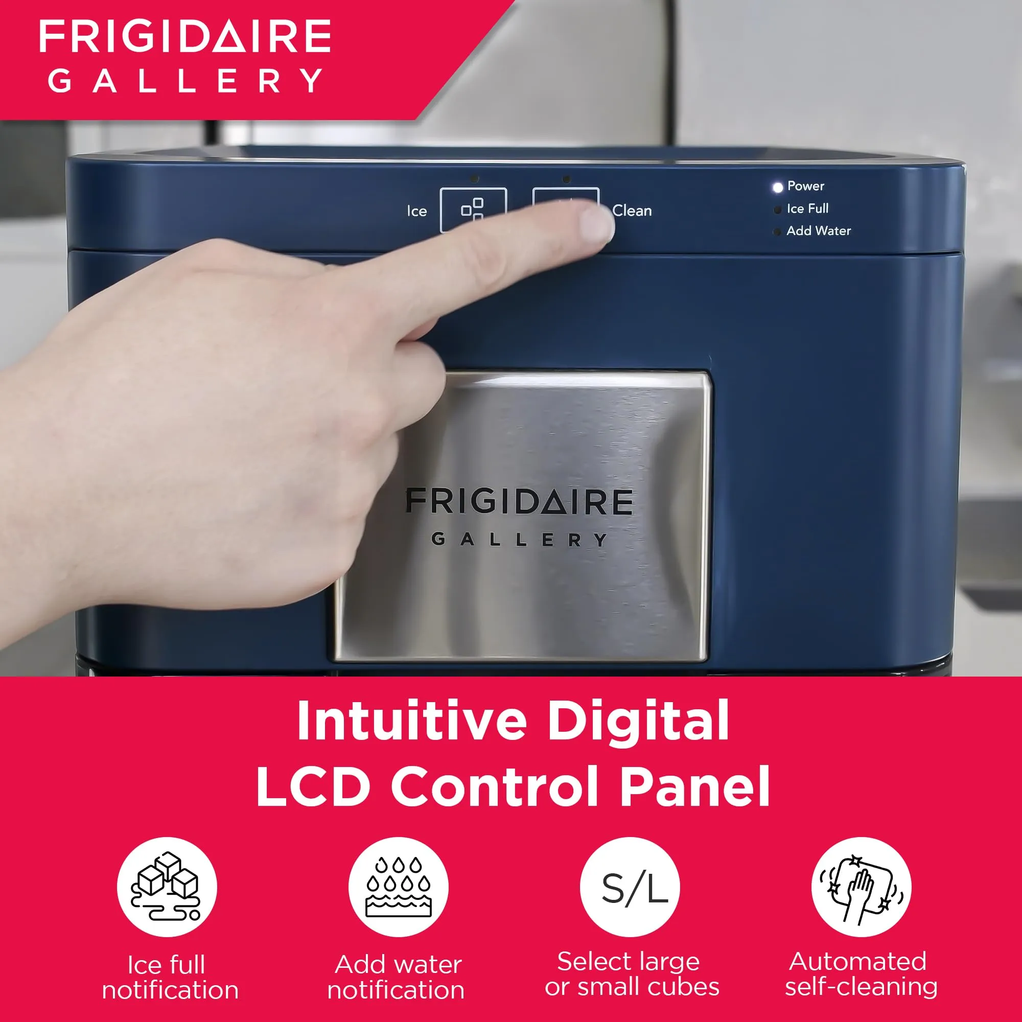 Frigidaire Nugget Ice Maker, Countertop Ice Machine with Transparent Window, Sonic Ice Maker with 44 lbs. Capacity, Auto Self Cleaning Ice Maker Machine, 2.0 Gen, Cream - 16.75D x 11.75W x 20.25H